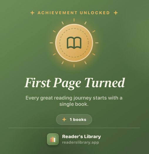 Reader's Library achievement share card